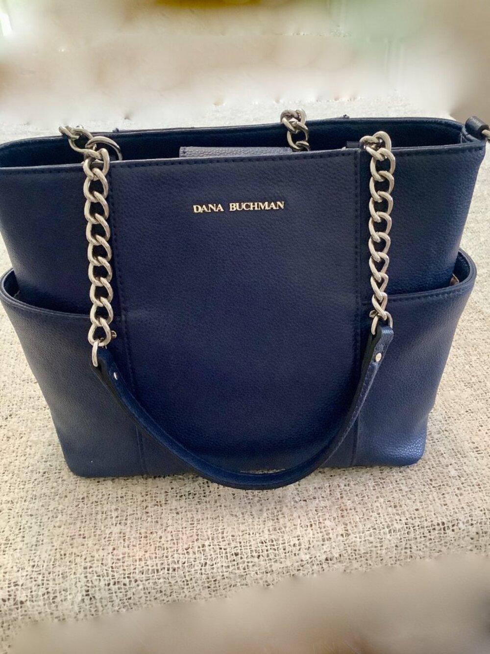 Dana Bachman Shoulder Bag Navy Silver Chain Handle Timeless Classic